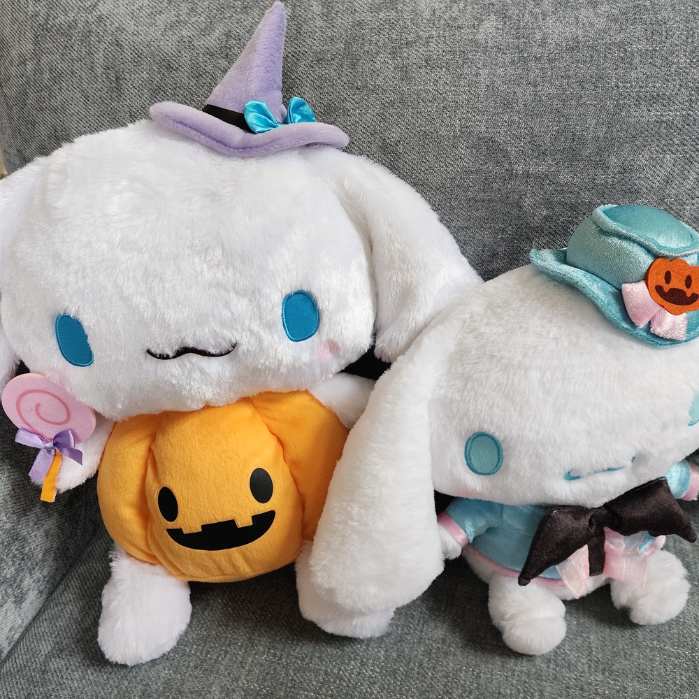 2 NEW WITH TAGS Cinnamon Roll SANRIO Plushies with Halloween Accessories